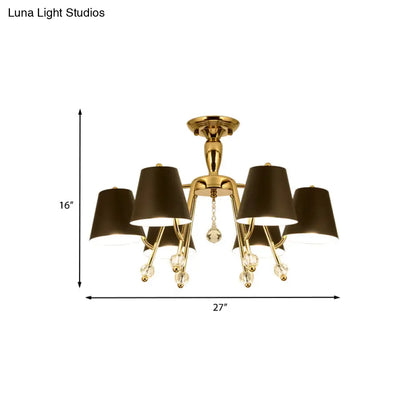 DecorBites™ DecorBites™ Conical Semi-Mount Black 6/8-Light Ceiling Light with Crystal Orb Accent for Living Room