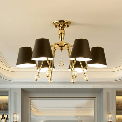 DecorBites™ DecorBites™ Conical Semi-Mount Black 6/8-Light Ceiling Light with Crystal Orb Accent for Living Room