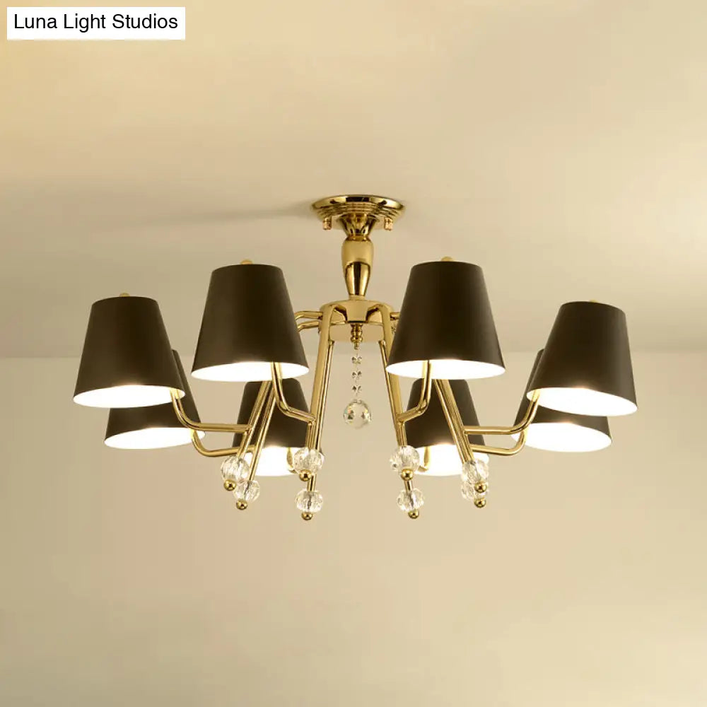 DecorBites™ DecorBites™ Conical Semi-Mount Black 6/8-Light Ceiling Light with Crystal Orb Accent for Living Room