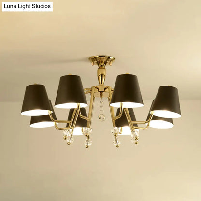 DecorBites™ DecorBites™ Conical Semi-Mount Black 6/8-Light Ceiling Light with Crystal Orb Accent for Living Room