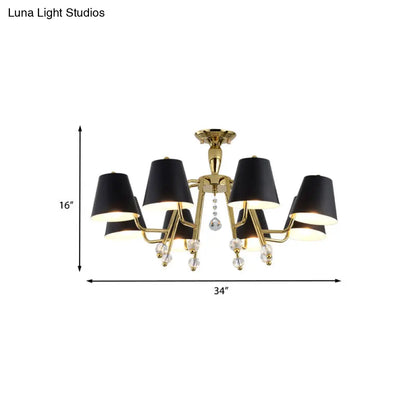 DecorBites™ DecorBites™ Conical Semi-Mount Black 6/8-Light Ceiling Light with Crystal Orb Accent for Living Room