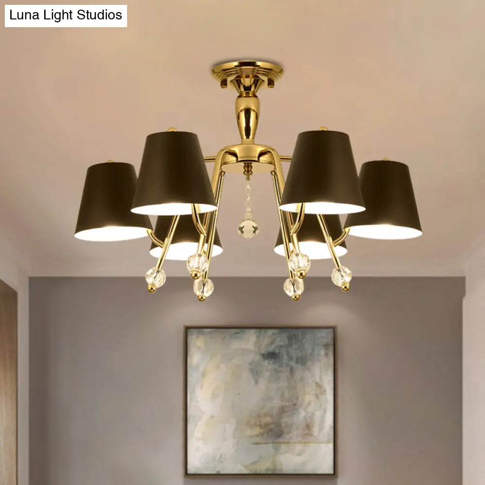 DecorBites™ DecorBites™ Conical Semi-Mount Black 6/8-Light Ceiling Light with Crystal Orb Accent for Living Room