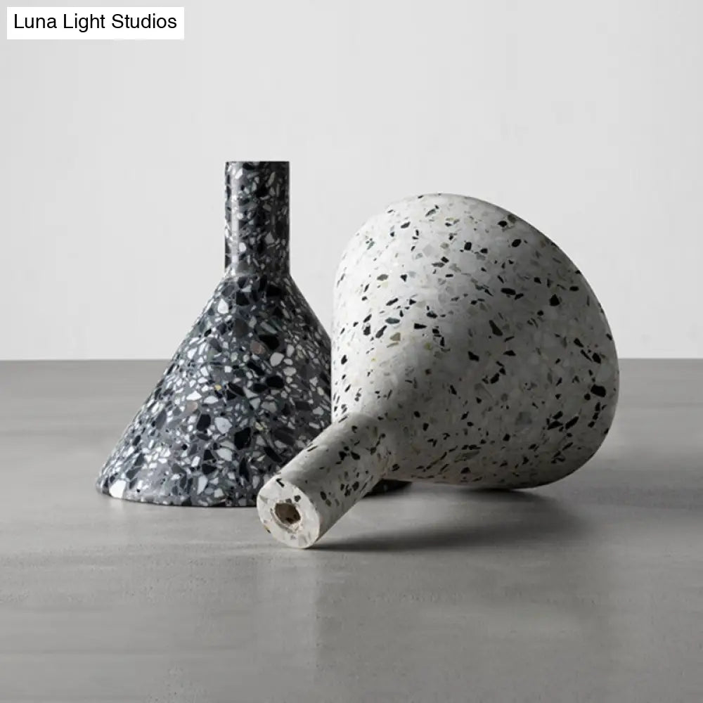 Conical Terrazzo Pendant Light - Nordic Hanging Lamp Kit with Black/White Design - Ideal for Table Lighting