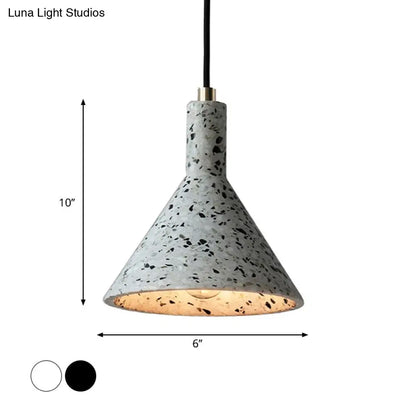 Conical Terrazzo Pendant Light - Nordic Hanging Lamp Kit with Black/White Design - Ideal for Table Lighting