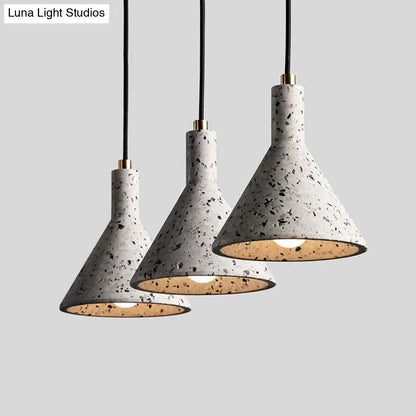 Conical Terrazzo Pendant Light - Nordic Hanging Lamp Kit with Black/White Design - Ideal for Table Lighting