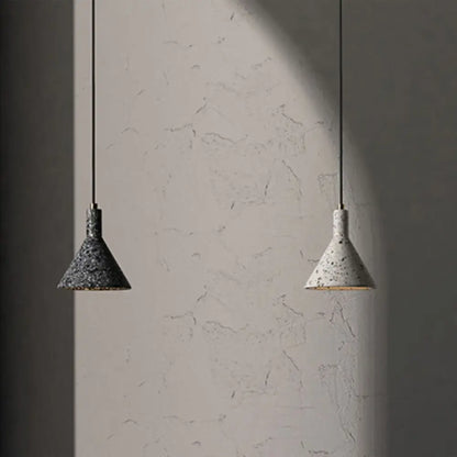 Conical Terrazzo Pendant Light - Nordic Hanging Lamp Kit with Black/White Design - Ideal for Table Lighting