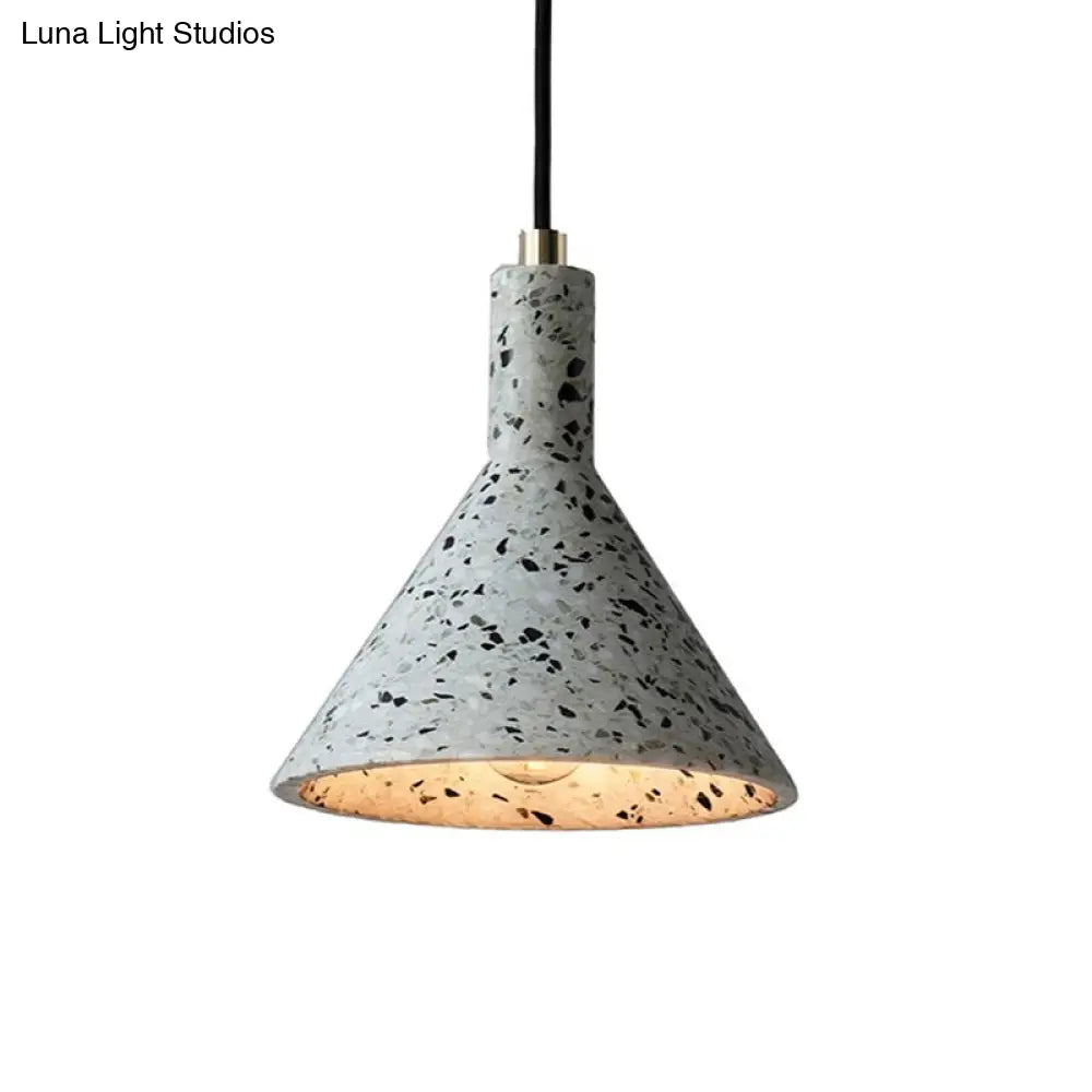 Conical Terrazzo Pendant Light - Nordic Hanging Lamp Kit with Black/White Design - Ideal for Table Lighting