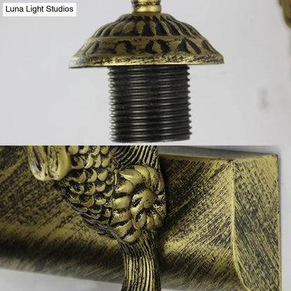 Conical Vanity Sconce Lighting with 2-Headed White/Beige Glass Tiffany Wall Mounted Light and Mermaid Decoration