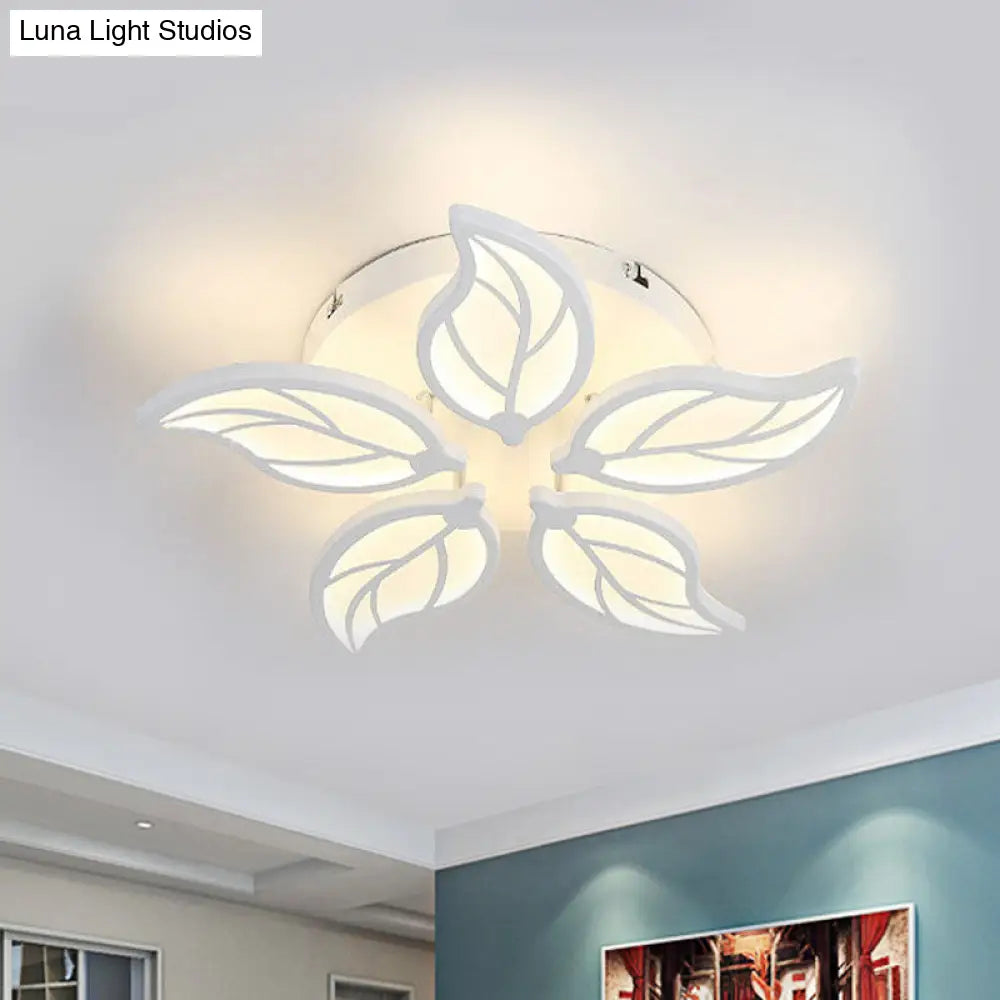 DecorBites™ DecorBites™ Contemporary 1/2-Tier Acrylic Flush Ceiling Lamp with Leaf Design and Warm/White LED Light (22"/27" Wide)