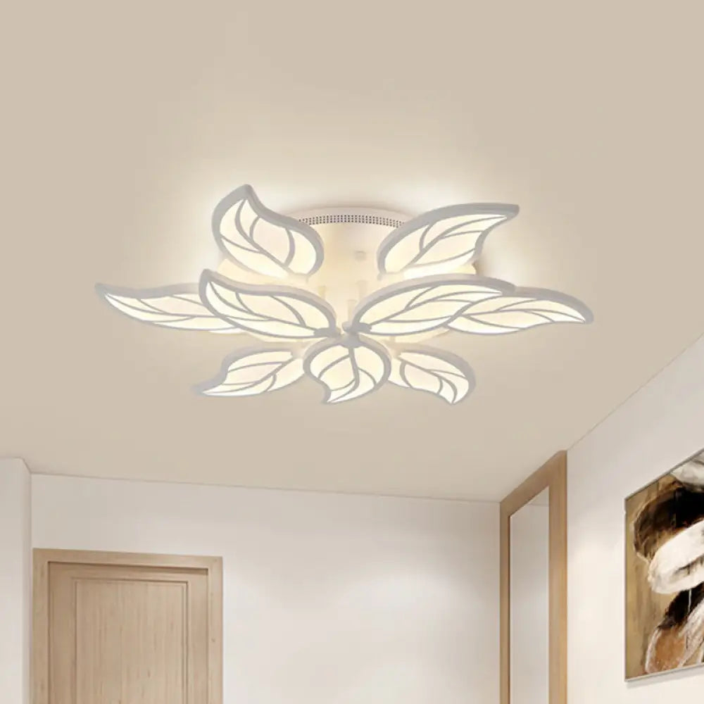 DecorBites™ DecorBites™ Contemporary 1/2-Tier Acrylic Flush Ceiling Lamp with Leaf Design and Warm/White LED Light (22"/27" Wide)