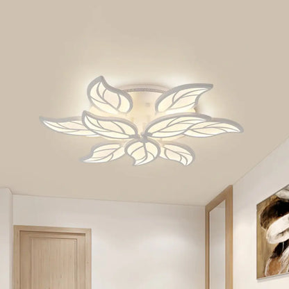 DecorBites™ DecorBites™ Contemporary 1/2-Tier Acrylic Flush Ceiling Lamp with Leaf Design and Warm/White LED Light (22"/27" Wide)
