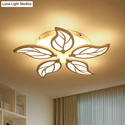DecorBites™ DecorBites™ Contemporary 1/2-Tier Acrylic Flush Ceiling Lamp with Leaf Design and Warm/White LED Light (22"/27" Wide)