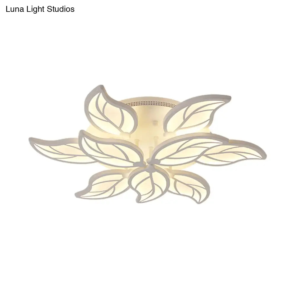 DecorBites™ DecorBites™ Contemporary 1/2-Tier Acrylic Flush Ceiling Lamp with Leaf Design and Warm/White LED Light (22"/27" Wide)