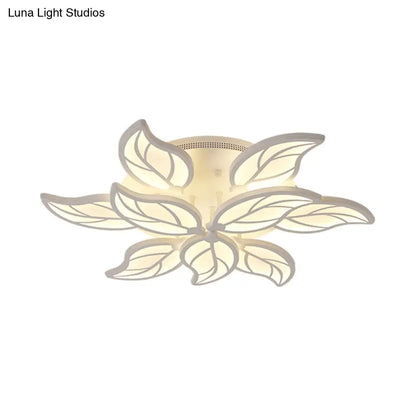 DecorBites™ DecorBites™ Contemporary 1/2-Tier Acrylic Flush Ceiling Lamp with Leaf Design and Warm/White LED Light (22"/27" Wide)