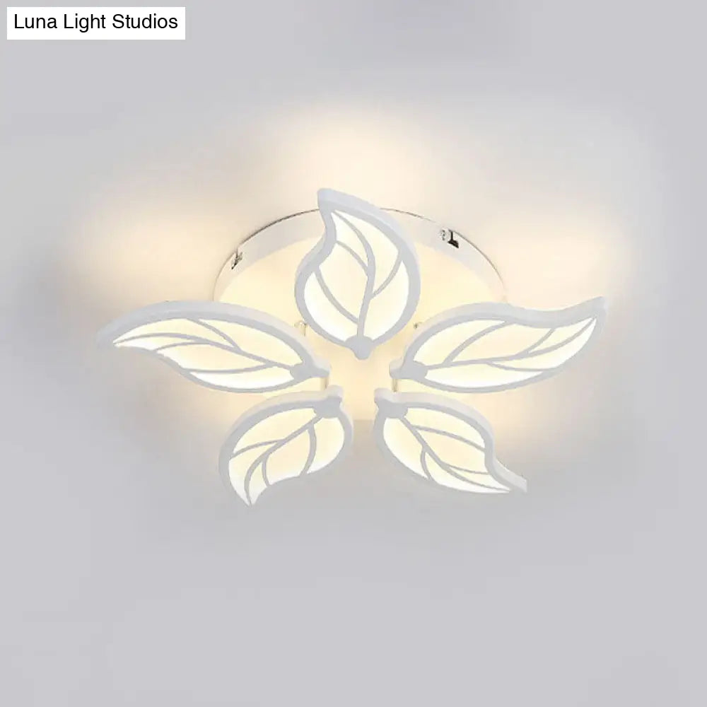 DecorBites™ DecorBites™ Contemporary 1/2-Tier Acrylic Flush Ceiling Lamp with Leaf Design and Warm/White LED Light (22"/27" Wide)