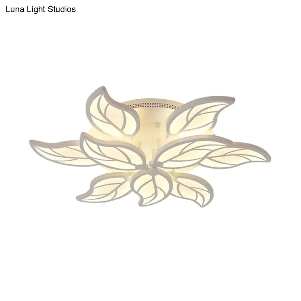 DecorBites™ DecorBites™ Contemporary 1/2-Tier Acrylic Flush Ceiling Lamp with Leaf Design and Warm/White LED Light (22"/27" Wide)