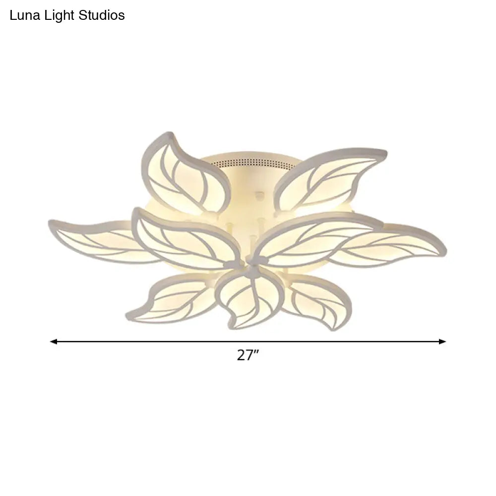 DecorBites™ DecorBites™ Contemporary 1/2-Tier Acrylic Flush Ceiling Lamp with Leaf Design and Warm/White LED Light (22"/27" Wide)