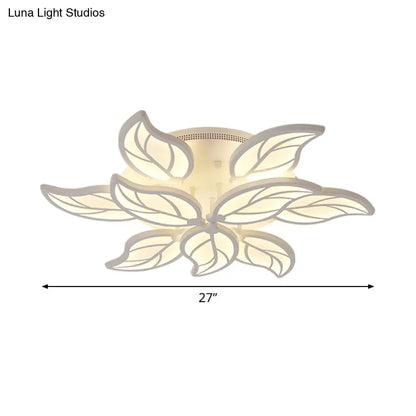 DecorBites™ DecorBites™ Contemporary 1/2-Tier Acrylic Flush Ceiling Lamp with Leaf Design and Warm/White LED Light (22"/27" Wide)