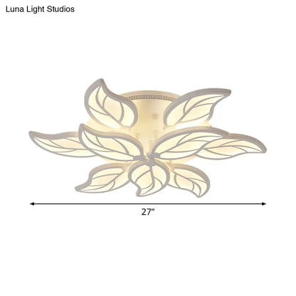 DecorBites™ DecorBites™ Contemporary 1/2-Tier Acrylic Flush Ceiling Lamp with Leaf Design and Warm/White LED Light (22"/27" Wide)