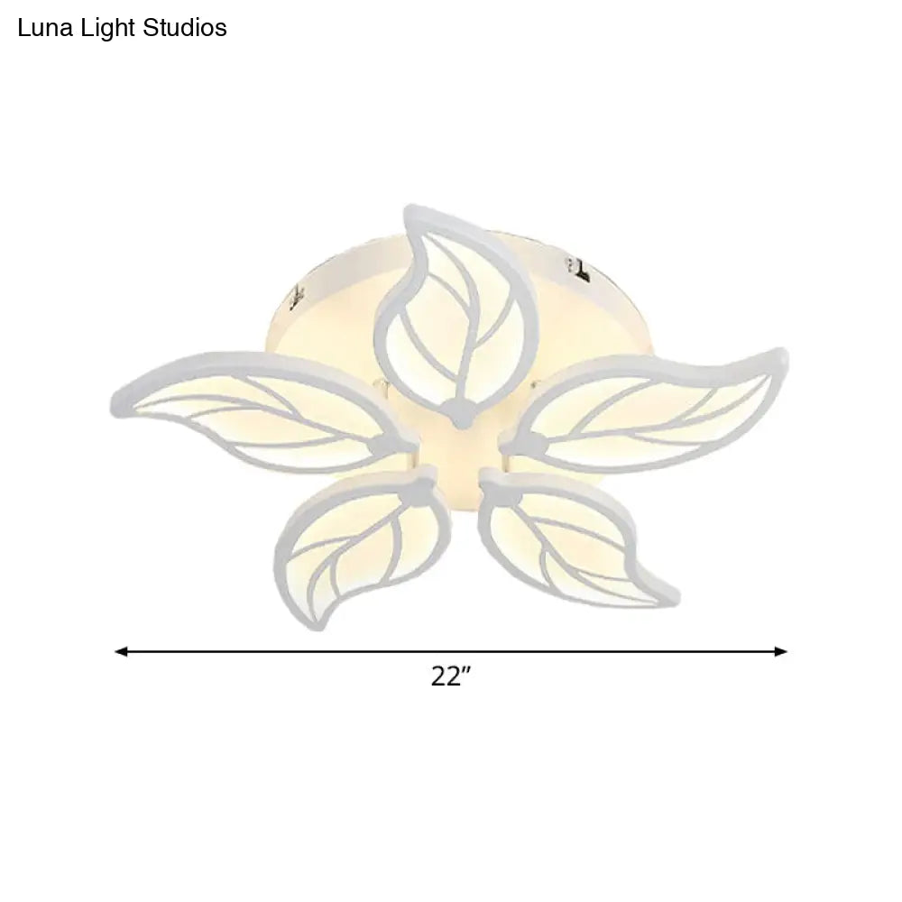 DecorBites™ DecorBites™ Contemporary 1/2-Tier Acrylic Flush Ceiling Lamp with Leaf Design and Warm/White LED Light (22"/27" Wide)