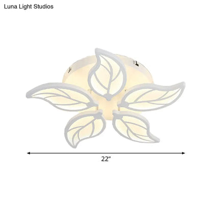 DecorBites™ DecorBites™ Contemporary 1/2-Tier Acrylic Flush Ceiling Lamp with Leaf Design and Warm/White LED Light (22"/27" Wide)