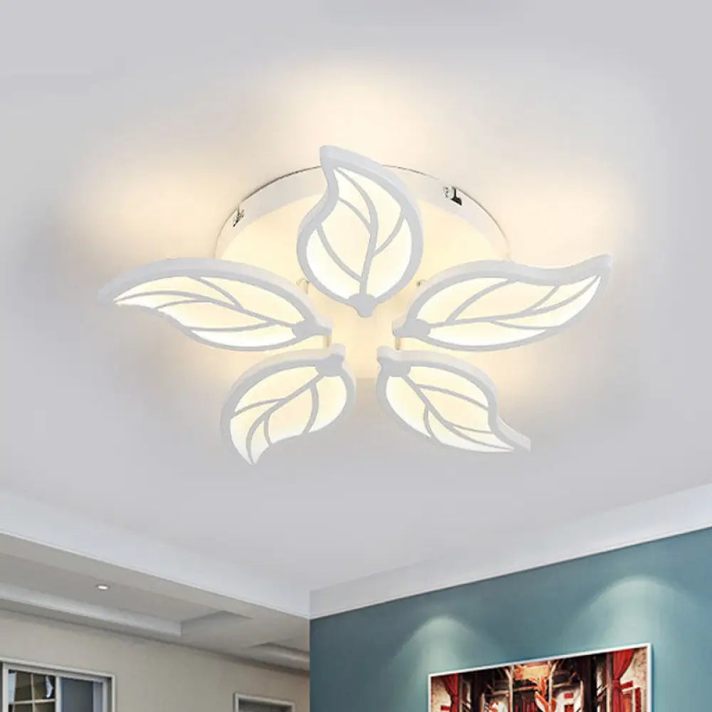 DecorBites™ DecorBites™ Contemporary 1/2-Tier Acrylic Flush Ceiling Lamp with Leaf Design and Warm/White LED Light (22"/27" Wide)