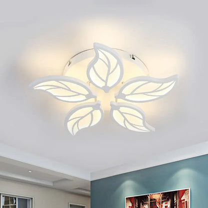 DecorBites™ DecorBites™ Contemporary 1/2-Tier Acrylic Flush Ceiling Lamp with Leaf Design and Warm/White LED Light (22"/27" Wide)