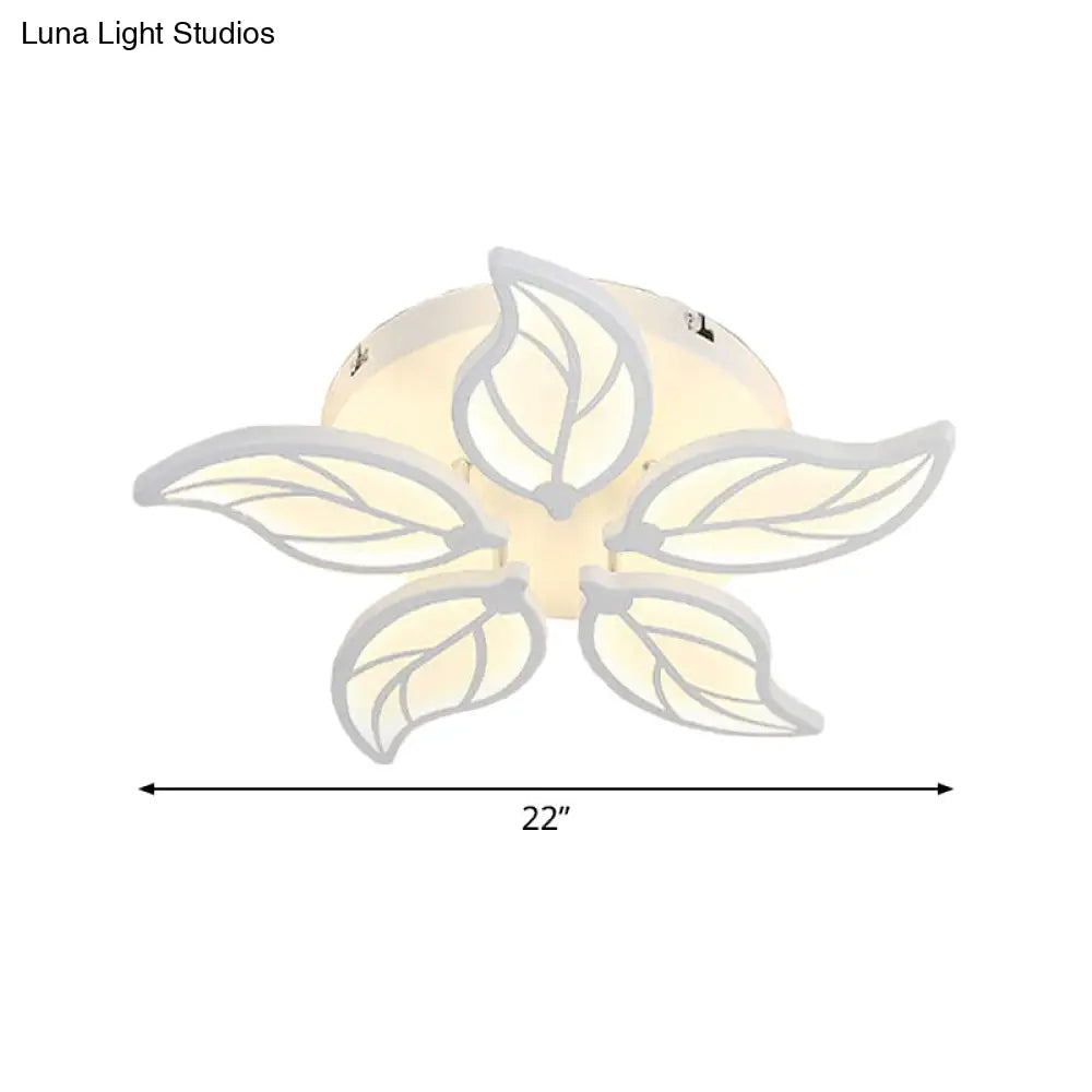 DecorBites™ DecorBites™ Contemporary 1/2-Tier Acrylic Flush Ceiling Lamp with Leaf Design and Warm/White LED Light (22"/27" Wide)