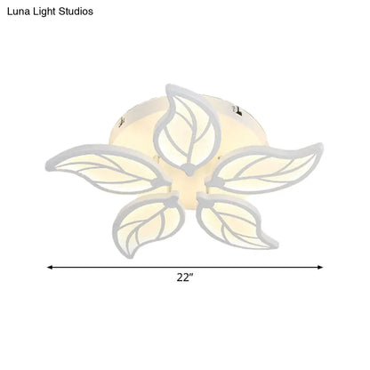 DecorBites™ DecorBites™ Contemporary 1/2-Tier Acrylic Flush Ceiling Lamp with Leaf Design and Warm/White LED Light (22"/27" Wide)
