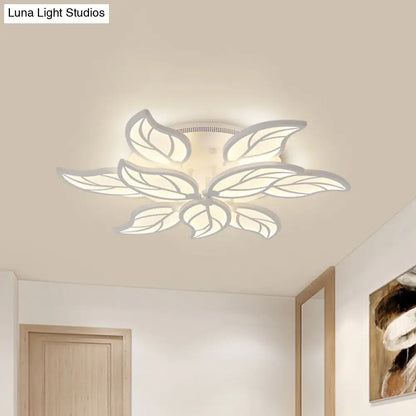 DecorBites™ DecorBites™ Contemporary 1/2-Tier Acrylic Flush Ceiling Lamp with Leaf Design and Warm/White LED Light (22"/27" Wide)