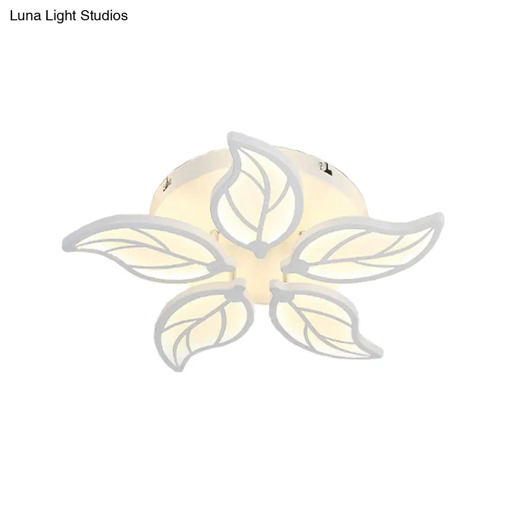 DecorBites™ DecorBites™ Contemporary 1/2-Tier Acrylic Flush Ceiling Lamp with Leaf Design and Warm/White LED Light (22"/27" Wide)
