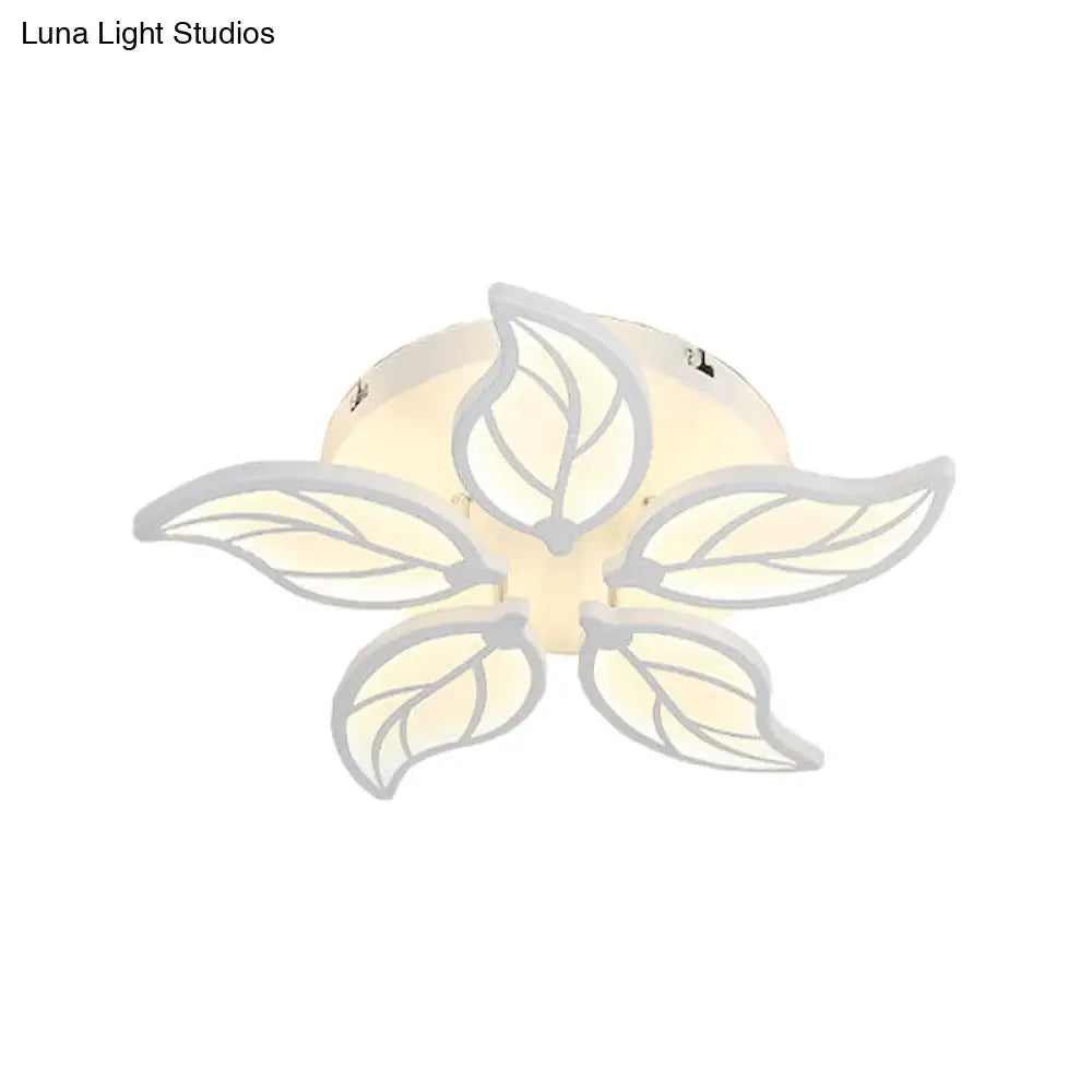 DecorBites™ DecorBites™ Contemporary 1/2-Tier Acrylic Flush Ceiling Lamp with Leaf Design and Warm/White LED Light (22"/27" Wide)
