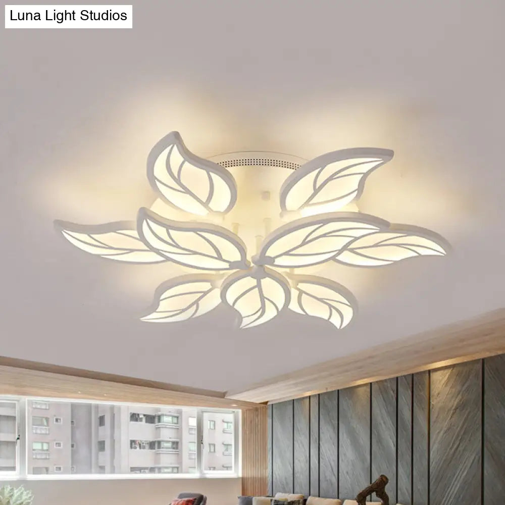 DecorBites™ DecorBites™ Contemporary 1/2-Tier Acrylic Flush Ceiling Lamp with Leaf Design and Warm/White LED Light (22"/27" Wide)