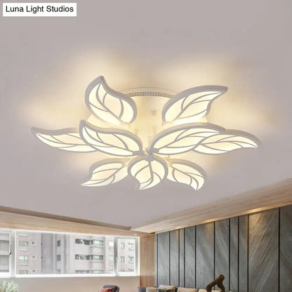 DecorBites™ DecorBites™ Contemporary 1/2-Tier Acrylic Flush Ceiling Lamp with Leaf Design and Warm/White LED Light (22"/27" Wide)