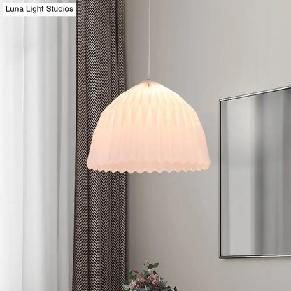 Contemporary 1 Bulb Hanging Ceiling Lamp in White with Acrylic Dome Shade for Dining Room