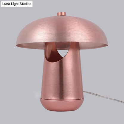 Contemporary 1-Head Metallic Nightstand Lamp in Bronze/Rose Gold - Table Lighting for Dining Table