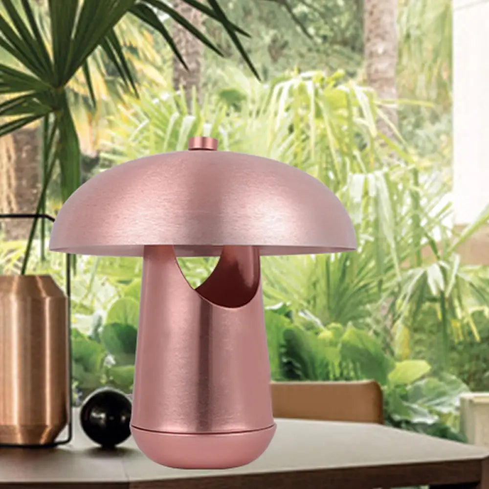 Contemporary 1-Head Metallic Nightstand Lamp in Bronze/Rose Gold - Table Lighting for Dining Table