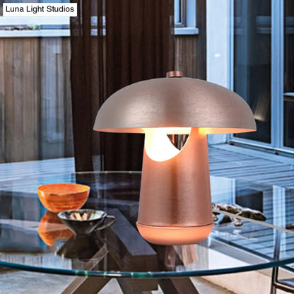 Contemporary 1-Head Metallic Nightstand Lamp in Bronze/Rose Gold - Table Lighting for Dining Table