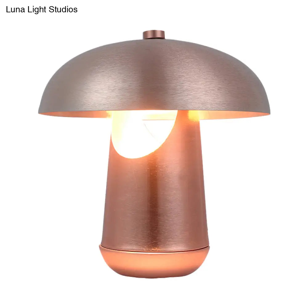 Contemporary 1-Head Metallic Nightstand Lamp in Bronze/Rose Gold - Table Lighting for Dining Table