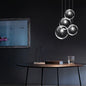 Contemporary 1-Light Black Orb Pendant: 6"/8"/12" Wide, Clear Glass, Ideal for Living Room Ceiling