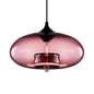 Contemporary 1-Light Hanging Ceiling Lamp with Oval Glass Shade in Red/Brown/Blue