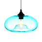 Contemporary 1-Light Hanging Ceiling Lamp with Oval Glass Shade in Red/Brown/Blue