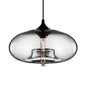 Contemporary 1-Light Hanging Ceiling Lamp with Oval Glass Shade in Red/Brown/Blue