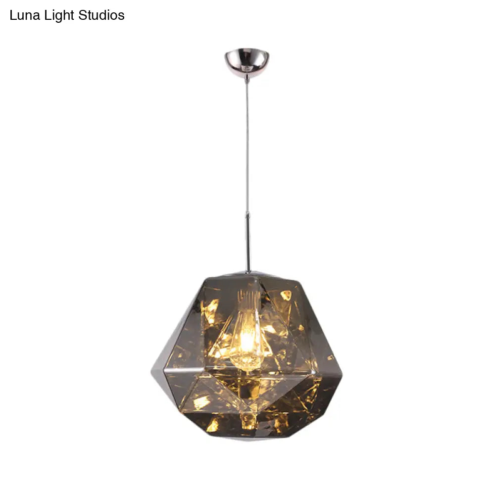 Contemporary 1-Light Pendant Lamp – Acrylic Shade in Black/Silver/Blue Diamond – Ceiling Hanging Light