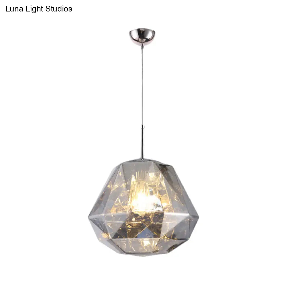 Contemporary 1-Light Pendant Lamp – Acrylic Shade in Black/Silver/Blue Diamond – Ceiling Hanging Light