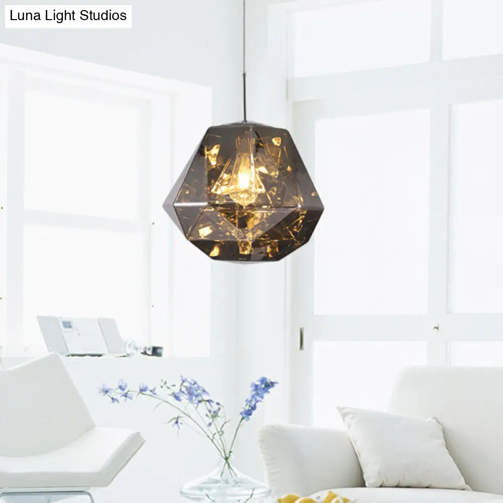 Contemporary 1-Light Pendant Lamp – Acrylic Shade in Black/Silver/Blue Diamond – Ceiling Hanging Light