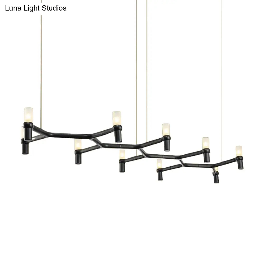 Lámpara colgante de techo contemporánea DecorBites™ de 10 luces con pantalla de aleación de aluminio: disponible en negro, blanco, cromo u oro. Lámpara de techo tubular para isla.
