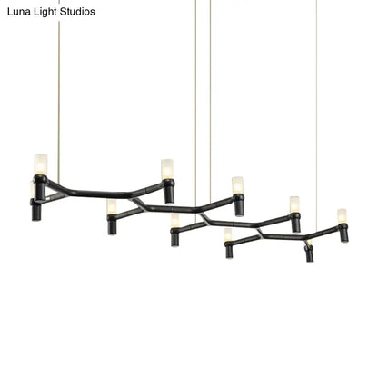 Lámpara colgante de techo contemporánea DecorBites™ de 10 luces con pantalla de aleación de aluminio: disponible en negro, blanco, cromo u oro. Lámpara de techo tubular para isla.