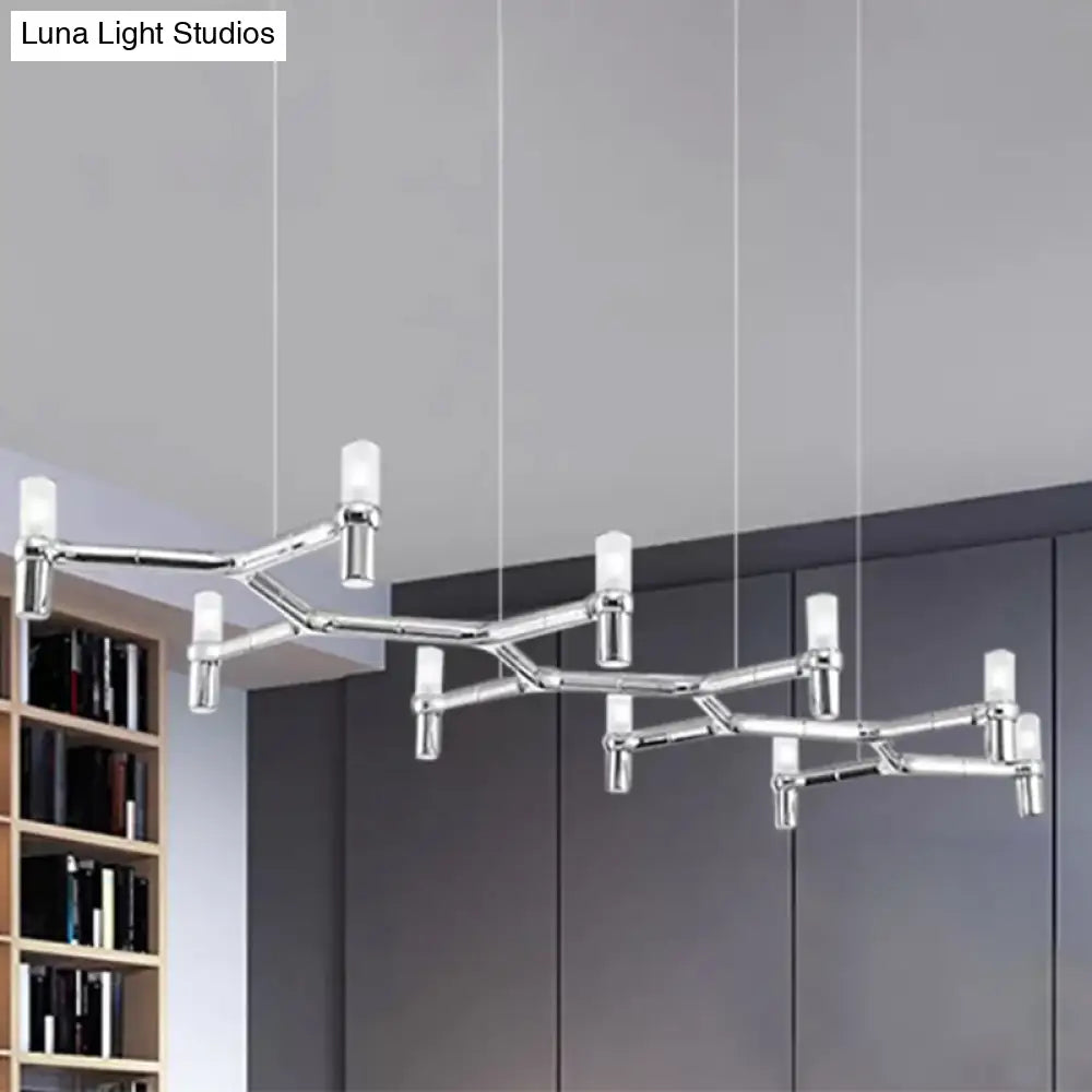 Lámpara colgante de techo contemporánea DecorBites™ de 10 luces con pantalla de aleación de aluminio: disponible en negro, blanco, cromo u oro. Lámpara de techo tubular para isla.