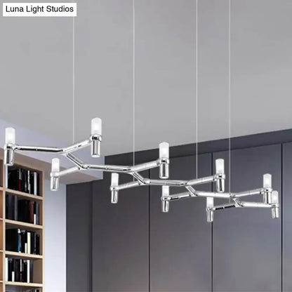 Lámpara colgante de techo contemporánea DecorBites™ de 10 luces con pantalla de aleación de aluminio: disponible en negro, blanco, cromo u oro. Lámpara de techo tubular para isla.